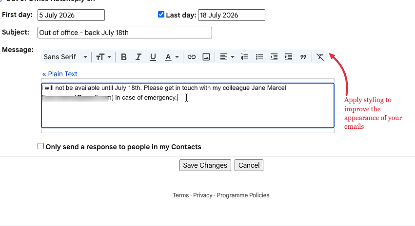 Write your auto-reply message
